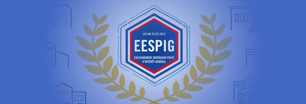 LOGO EESPIG (établissement supérieur d'intérêt collectif) avec des lauriers jaunes