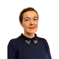 Delphine BLANC-LE QUILLIEC Portrait de Delphine Blanc, déléguée générale de la FESIC, sur fond blanc.